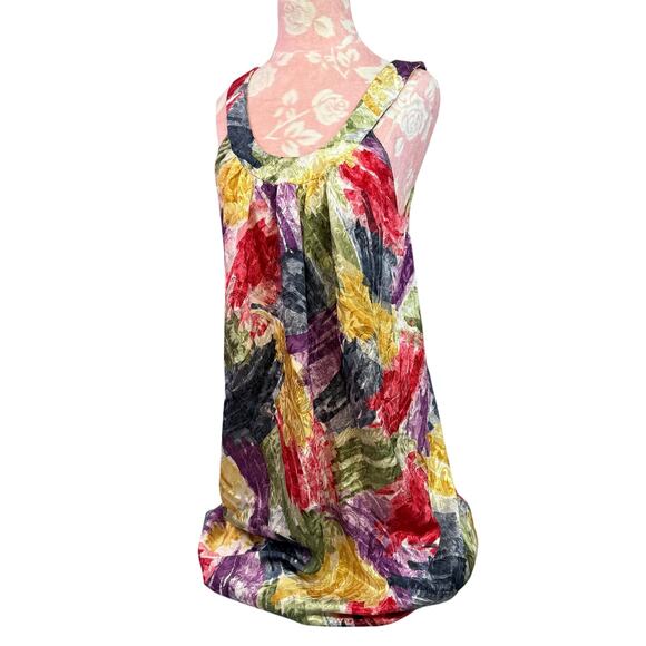 Mary McFadden Vintage Watercolor Dress Midi Tank Gown 80s Small Colorful - Picture 2 of 11